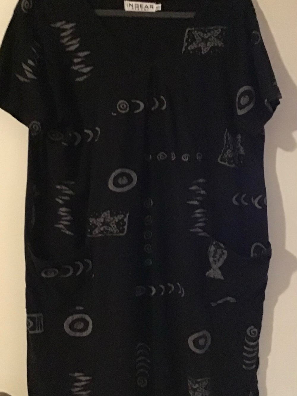 Ingear Black Patterned Short Sleeve Coastal Vibe Dress/Coverup